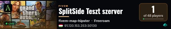 SplitSide Teszt szerver live status badge
