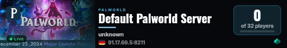 Default Palworld Server live status badge