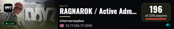 RAGNAROK / Active Admins - PVP / DayZ live status badge