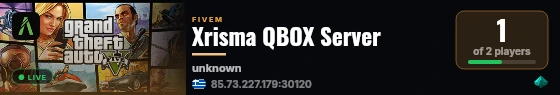 Xrisma QBOX Server live status badge