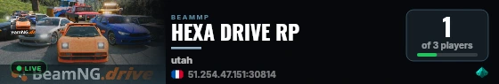 HEXA DRIVE RP live status badge