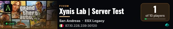 Xynis Lab | Server Test live status badge