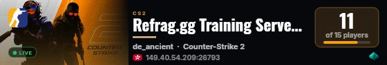 Refrag.gg Training Server (Competitor) live status badge