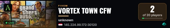 VORTEX TOWN CFW live status badge