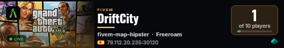 DriftCity live status badge