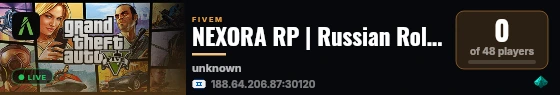 NEXORA RP | Russian RolePlay live status badge