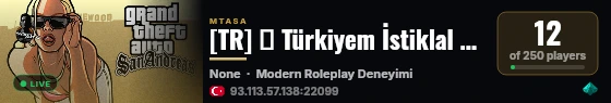[TR] ✪ Türkiyem İstiklal Gaming [discord.gg/istiklalgaming] Askeri Polisiye Roleplay ✪ live status badge