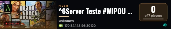 ^6Server Teste #WIPOU HOJE 25-08 live status badge