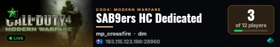 SAB9ers HC Dedicated live status badge