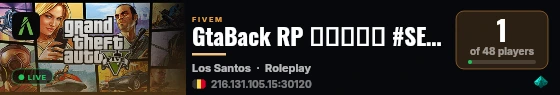 GtaBack RP ▬▬▬↭🡺 #SERVEUR↭FUN 🡸↭▬▬▬ 💜 live status badge