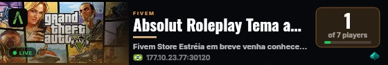 Absolut Roleplay Tema americano, Whitelisted e entrevista HardRP live status badge