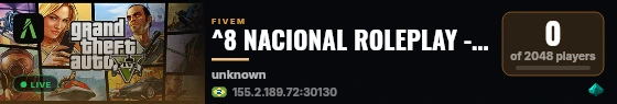 ^8 NACIONAL ROLEPLAY - DISCORD.GG/NACIONAL live status badge
