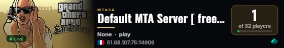 Default MTA Server [ freeroam ] live status badge