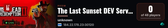 The Last Sunset DEV Server live status badge