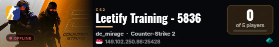 Leetify Training - 5836 live status badge