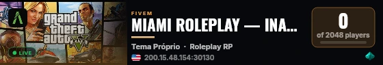 MIAMI ROLEPLAY — INAUGURAÇÃO HOJE AS 20H live status badge