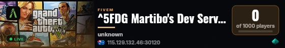 ^5FDG Martibo's Dev Server live status badge