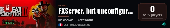 FXServer, but unconfigured live status badge