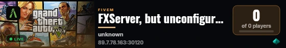 FXServer, but unconfigured live status badge