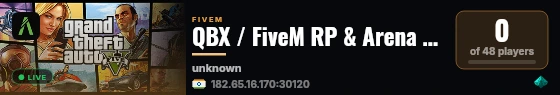 QBX / FiveM RP & Arena Server live status badge