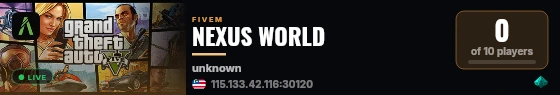 NEXUS WORLD live status badge