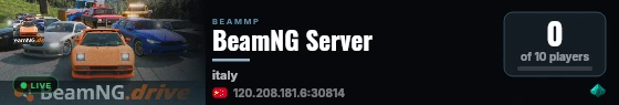 BeamNG Server live status badge
