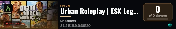 Urban Roleplay | ESX Legacy Server live status badge