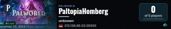 PaltopiaHomberg live status badge