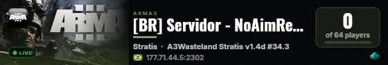 [BR] Servidor - NoAimRelease - A3Wasteland [BR/PT] - PvP live status badge