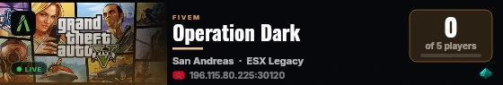 Operation Dark live status badge