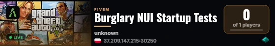 Burglary NUI Startup Tests live status badge