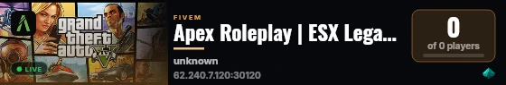 Apex Roleplay | ESX Legacy Server live status badge