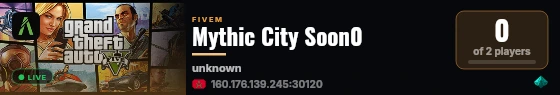 Mythic City Soon0 live status badge