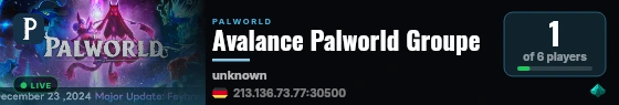 Avalance Palworld Groupe live status badge