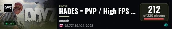 HADES = PVP / High FPS = Fresh Wipe live status badge