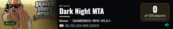 Dark Night MTA live status badge