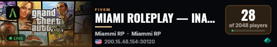 MIAMI ROLEPLAY — INAUGURAÇÃO HOJE AS 20H live status badge