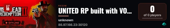 UNITED RP built with VORPCore! live status badge