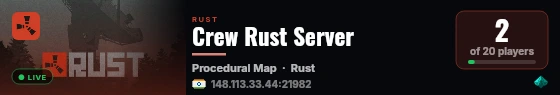 Crew Rust Server live status badge