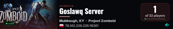 Goslawq Server live status badge