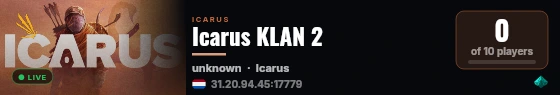 Icarus KLAN 2 live status badge