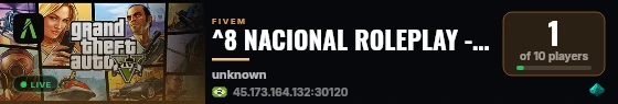 ^8 NACIONAL ROLEPLAY - LOCAL DEV SANDBOX live status badge