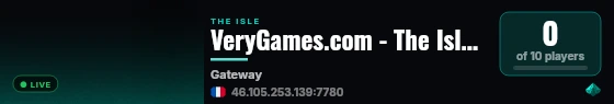 VeryGames.com - The Isle Evrima Server live status badge