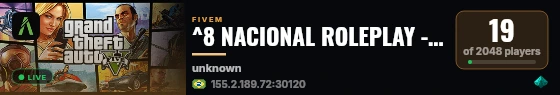 ^8 NACIONAL ROLEPLAY - DISCORD.GG/NACIONAL live status badge