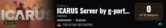 ICARUS Server by g-portal.com live status badge