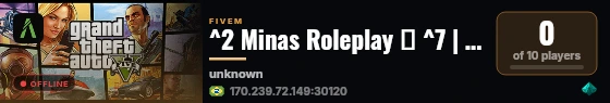 ^2 Minas Roleplay 👻 ^7 | ✅ Base Completa e Inovadora ✅ | 🎮 https://discord.gg/79a4d7YJQ3 live status badge
