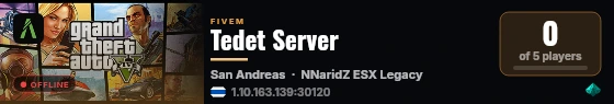 Tedet Server live status badge
