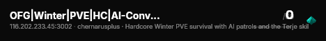 OFG|Winter|PVE|HC|AI-Convoy|Terje|Trader|NoRaid|Loot+|Survival| live status badge