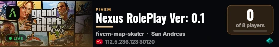 Nexus RolePlay Ver: 0.1 live status badge