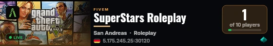 SuperStars Roleplay live status badge